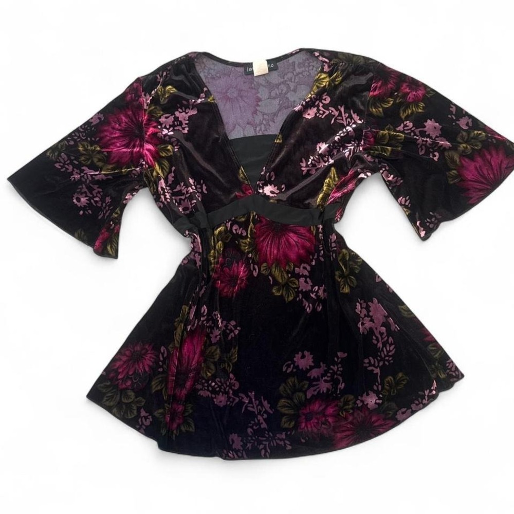 Whimsygoth Velvet Top M Flowy Floral